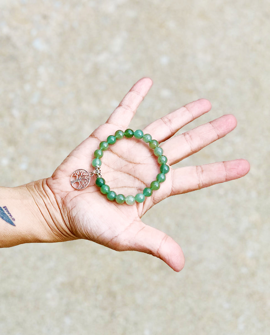 Aventurine ( Green ) Gem Stone Bracelet with Tree of Life Charm