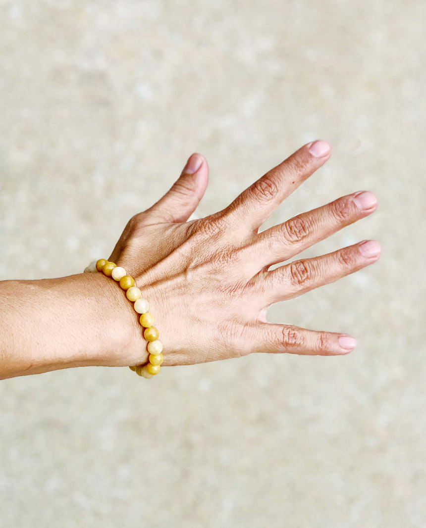 Aventurine (yellow) Gem Stone Bracelet with Hamsa Hand Charm